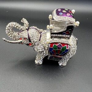 Source Unknown Silver and Jewel-Toned Elephant Decor